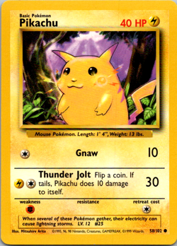 Pikachu 58/102 Common Base Set Pokemon LP - Image 1