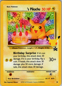Birthday Pikachu Holo 24 Celebrations Classic Collection Pokemon 2021 NM - Image 1