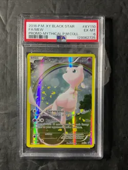 2016 Pokemon XY Black Star Full Art Mew Mythical Collection Promo #XY110 PSA 6 - Image 1
