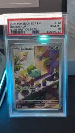 Pokemon TCG Bulbasaur Stellar Crown Illustration Holo Card 143/142 PSA 10 - Image 1