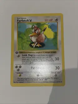 1999 Pokemon TCG Base Set Farfetch'd Card #27/102 1st Edition Shadowless - Image 1