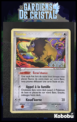 Carte Pokemon Tauros 12/100 Holo Reverse Gardiens De Cristal GDC Bloc EX - Image 1
