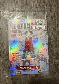 One Piece Monkey.D.Luffy College Basketball US Voyage Promo Card New Sealed - Image 1