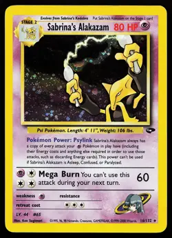 Sabrina's Alakazam 16/132 Holo Rare Gym Challenge Pokemon Card - Image 1