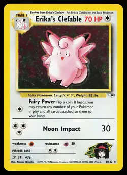Erika's Clefable 3/132 Holo Rare Gym Heroes Pokemon Card - Image 1