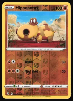 2021 Pokemon Hippopotas 084/203 Evolving Skies Reverse Holo Common - Image 1
