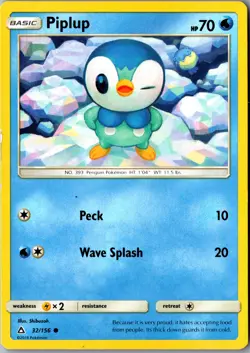 Piplup (32) 32/156 Common SM - Ultra Prism LP Pokemon Card - Image 1