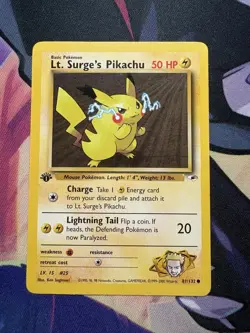 Pokemon Card - Lt. Surge's Pikachu Gym Heroes 81/132 Common 1st Edition - Image 1