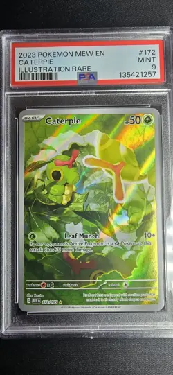 Caterpie Illustration Rare Pokemon Mew En-151 172/165 PSA 9 - Image 1