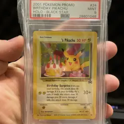 2001 ORIGINAL POKEMON PROMO BLACK STAR #24 BIRTHDAY PIKACHU-HOLO PSA 9 Mint - Image 1