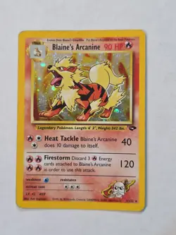 Blaine's Arcanine 1/132 Swirl Unlimited Pokemon Gym Challenge Vintage Holo MP - Image 1
