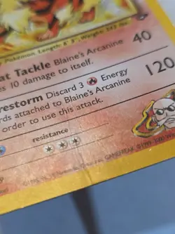 Blaine's Arcanine 1/132 Swirl Unlimited Pokemon Gym Challenge Vintage Holo MP - Image 2
