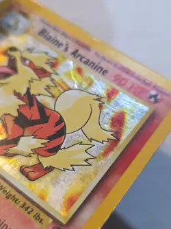 Blaine's Arcanine 1/132 Swirl Unlimited Pokemon Gym Challenge Vintage Holo MP - Image 3