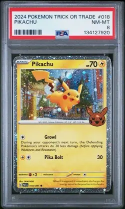 2024 POKEMON TRICK OR TRADE #018 PIKACHU PSA 8 - Image 1