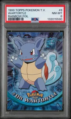 PSA 8 Wartortle #8 1999 Topps Pokemon T.V. Rainbow Foil - Image 1