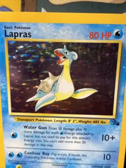 Pokemon TCG Lapras 10/62 Fossil Unlimited Holo Rare Vintage 1999 WOTC - Image 3