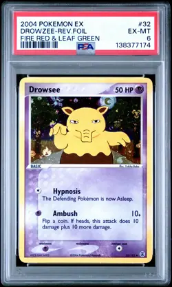 2004 POKEMON EX FIRE RED & LEAF GREEN #32 DROWZEE-REVERSE FOIL PSA 6 - Image 1
