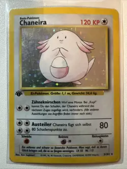 Chaneira, 1st Edition Holo, #3/102, Pokemon 1999, Rare, Original, German Edition - Image 1