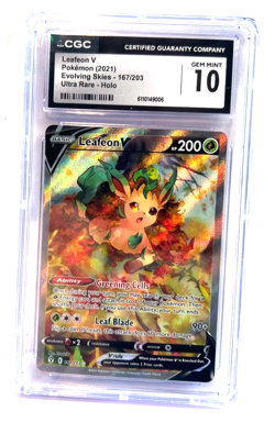 2021 POKEMON GEM MINT EVOLVING SKIES LEAFEON V # 167/203 HOLO GRADE 10 AWESOME ! - Image 1