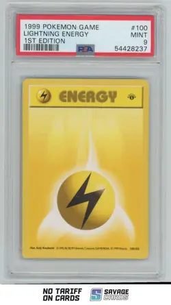 1999 Pokemon 1st Edition Base Set Shadowless Lightning Energy PSA 9 . #100/102 - Image 1