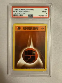 1999 Pokemon 1st Edition Shadowless Fighting Energy Base Set 97/102 - PSA 9 Mint - Image 1