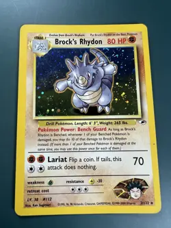 Brock's Rhydon 002/132 Gym Heroes Holo Vintage Pokemon Card - Image 1