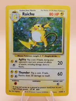 Raichu Holo Rare Base Set 14/102 Pokemon Card - WOTC 1999 - Image 1