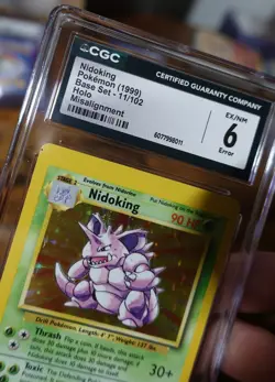Nidoking 11/102 Misalignment Error CGC 6 Base Set Holo Pokemon Card Graded - Image 3