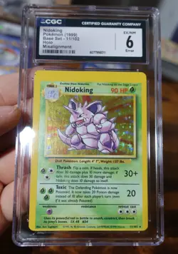 Nidoking 11/102 Misalignment Error CGC 6 Base Set Holo Pokemon Card Graded - Image 4