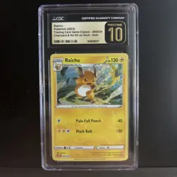 CGC 10 PRISTINE Raichu Holo 009/034 Trading Card Game Classic CLC Pokemon Card - Image 1