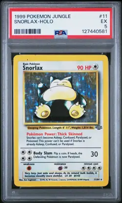 PSA 5 Snorlax Holo #11 Jungle Pokemon TCG - Image 1