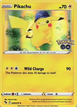 Pikachu (28) Holo Rare Holo Pokemon GO 028/078 NM - Image 1