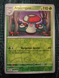 Pokemon TCG Amoonguss S&V Obsidian Flames 010/197 Reverse Holo Uncommon Card NM - Image 1