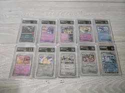 Lot Of 10 GMA Graded Pokemon Cards Scarlet & Violet Ogerpon EX Registeel - Image 1