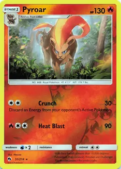 POKEMON Pyroar #51/214 Reverse Holo SM - Lost Thunder NM - Image 1