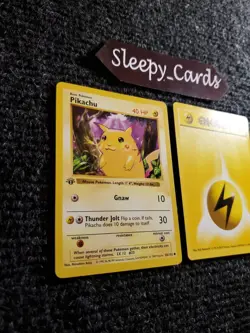 Pokemon First 1st Edition Pikachu 58/102 Red Cheeks Shadowless, With Energy LP - Image 2
