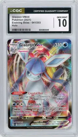 2021 Pokemon Evolving Skies Glaceon VMAX 041/203 H CGC 10.. - Image 1