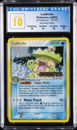 2005 POKEMON EX DEOXYS REVERSE HOLO #19 LUDICOLO CGC 10 PERFECT - Image 1