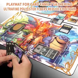 Pokemon Playmat With Zones + Free Bag Trading Card Game Playmat of MTG TCG CCG - Image 5