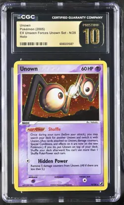 CGC 10 PRISTINE Unown 2005 EX Unseen Forces N/28 Holo Pokemon Card - Image 1
