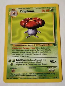 Rare Vileplume 31/64 Unlimited Non-Holo Jungle Pokemon Card LP - Image 1