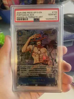 One Piece Card Game TCG Carrying On His Will Portgas.D.Ace OP13-119 Manga PSA 10 - Image 1