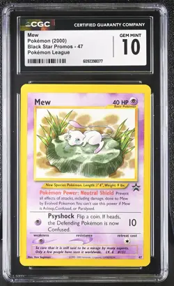 CGC 10 GEM MINT Lilypad Mew Black Star Promo 47 Pokemon League Pokemon Card - Image 1