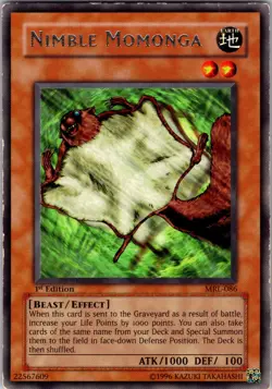 Yu-Gi-Oh TCG Nimble Momonga Magic Ruler MRL-086 1st Edition Rare Card Played MP - Image 1
