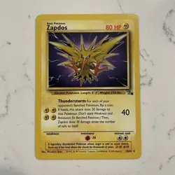Pokemon TCG Zapdos Non Holo Rare Unlimited #30/62 Fossil Base Set LP 1999 - Image 1