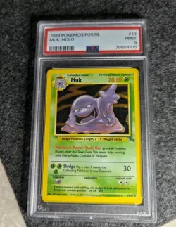 1999 POKEMON FOSSIL #13 MUK HOLO PSA 9 MINT - Image 1