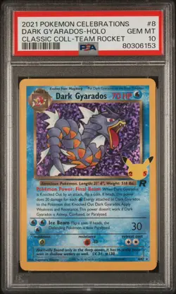 Pokemon Celebrations Classic Collection Team Rocket Dark Gyarados 8/82 PSA 10 - Image 1
