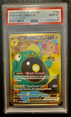 2025 POKEMON JTG EN-JOURNEY TOGETHER HYPER RARE #188 IONO'S BELLIBOLT EX PSA 10 - Image 1