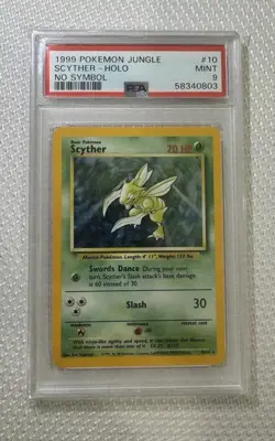 1999 Pokemon Jungle Scyther Holo ERROR No Symbol PSA 9 - Image 1
