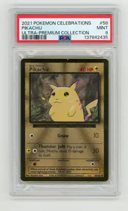 Pikachu Gold Metal PSA 9 MINT 2021 Pokemon Celebrations Ultra-Premium #58/102 - Image 1